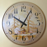 帝易达钟表  中式创意   艺术油画   客厅时尚纤薄石英挂钟挂墙钟
