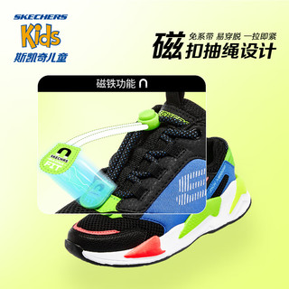 斯凯奇（Skechers）斯凯奇童鞋磁石扣休闲板鞋个性儿童休闲男大童运动鞋 四季/海军蓝色/多彩色/NVMT 36码 适合脚长222-229mm