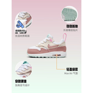 耐克（NIKE）男童AIR MAX 1 EASYON婴童运动童鞋春季易穿脱DZ3309 106白色/黑/白金色 22码 (脚长约12CM)