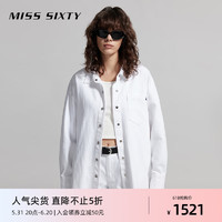 MISS SIXTY2024夏季白色牛仔衬衫女长袖翻领宽松外套简约风 白色 S