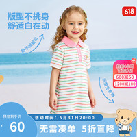 Classic Teddy精典泰迪女童连衣裙儿童公主裙中小童装夏季薄款裙子夏装套头衣服 甜美条纹女孩粉绿条纹 110
