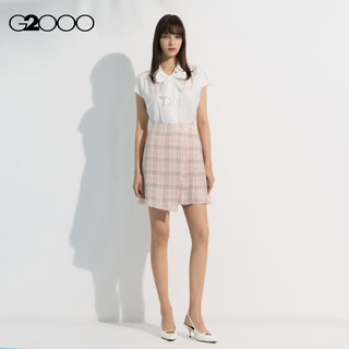 G2000【闪纱纺织】G2000女装SS24商场柔软舒适A型格子半百褶短裙 格仔布-桃红色百褶裙18寸 34