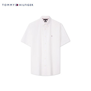 TOMMY HILFIGER24早秋男装纯棉牛津纺商务净色合身短袖衬衫MW0MW36272 白色YCF S （：120-135斤）