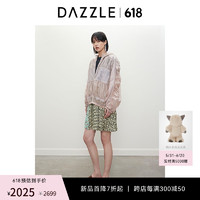 DAZZLE地素 短外套2024夏季新款女装抽绳褶皱设计连帽拉链上衣 粉红色 XS