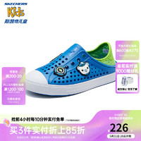 Skechers斯凯奇儿童一脚蹬洞洞鞋夏季男童疏水轻便防407113L 蓝色/柠檬色/BLLM 28.5码