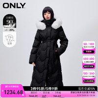 ONLY90白鹅绒保暖直筒连帽长款羽绒服女123412027 H1Z 黑色BLACK 175/92A/XL