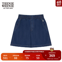 Teenie Weenie【凉感】小熊女装2024夏季清爽松紧高腰牛仔短裤 深蓝色 175/XL