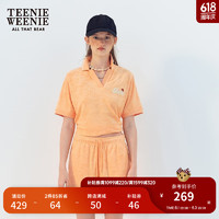 Teenie Weenie小熊2024年夏季毛巾布POLO领短袖T恤宽松时髦女 橙色 175/XL