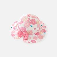 kk 女童帽子夏季新款儿童可爱婴儿宝宝中小童粉色蝴蝶结遮阳帽