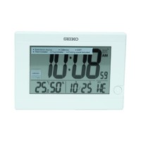 SEIKO 精工 日本品牌台钟温度计湿度计可挂墙白色多功能电子钟