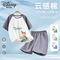 百亿补贴：Disney 迪士尼 儿童纯棉短袖T恤套装2024夏季新款男女孩童薄款空调家居服t