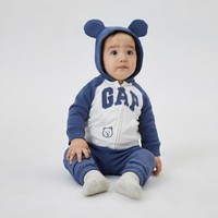 限尺码：Gap 盖璞 新生婴儿夏季LOGO法式圈织软卫衣598244儿童装连帽衫