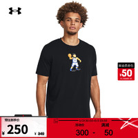 安德玛 UNDERARMOUR）春夏库里Curry Animated男子篮球运动印花短袖T恤1383868 黑色001 L