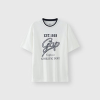 Gap 盖璞 男女士纯棉设计感logo短袖T恤时尚百搭上衣 465595 白色 M