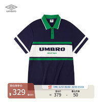 茵宝（Umbro）运动POLO衫复古球衣宽松休闲夏季男款短袖翻领T恤衫 铠甲蓝 M