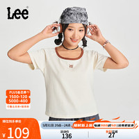 Lee24春夏舒适版插肩袖方领米白色女短袖T恤LWT0082524LE-173 米白色 M