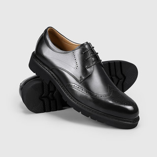 金利来男士皮鞋商务正装鞋英伦绅士典雅雕花布洛克鞋婚鞋皮鞋 黑色 38
