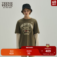 Teenie Weenie小熊2024年夏季新款假两件长袖T恤美式复古时髦宽松
