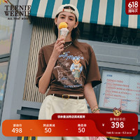 Teenie Weenie【凉感防晒】小熊女装2024夏装简约休闲短袖T恤 棕色 170/L
