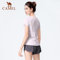 88VIP：CAMEL 骆驼 瑜伽服女上衣冰丝跑步衣服夏季薄款运动服短袖紧身健身服T恤