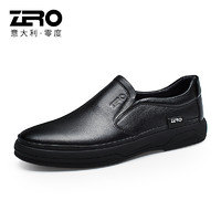 ZERO ZRO零度男鞋休闲皮鞋男冬季套脚鞋男士经典真皮一脚蹬商务休闲鞋