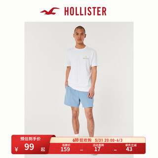 HOLLISTER 24春夏美式宽松印花短袖T恤上衣男女KI323-4109 白色 L