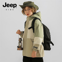 Jeep 吉普 中大童装秋季外套男童棒球服秋装防风衣高中小 豆绿 120cm