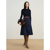 玖姿·安娜蔻优雅轻熟流星珠片修身柔软针织毛衫女 丈青 3XL