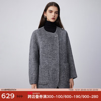 BASIC HOUSE/百家好羊毛双面呢大衣女2024冬季新款高级感宽松大衣