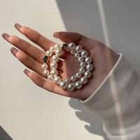 人造珍珠手链正圆强光巴洛克金属复古港风弹力绳串珠百搭