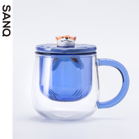 SANQ 三浅 萌宠系列玻璃杯耐热马克杯茶水分离杯家用原创设计送礼物