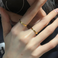 萨蒂玛素圈戒指女古法传承18K金指环光面素戒时尚2024年潮 2mm球面戒指美码8