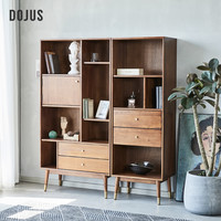 DOJUS书柜实木书架组合简约书房置物落地书柜现代家用卧室收纳书橱 60CM实木书柜【胡桃色G26】