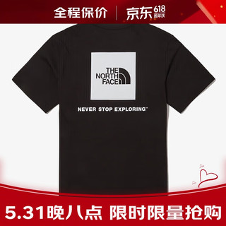 北面（The North Face）韩版经典LOGO短袖夏季户外男女透气T恤休闲棉质圆领半袖 NT7UN56A黑色 100(L)