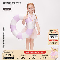 Teenie Weenie Kids小熊童装24夏季UPF50+防晒女宝宝连体泳衣 粉色 110cm