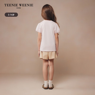 Teenie Weenie Kids小熊童装24夏季女童纯棉泡泡袖甜美圆领T恤 浅粉色 120cm