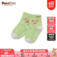 PawinPaw卡通小熊童装2024年春季男女童短袜可爱舒适儿童袜子 Green绿色/40 010