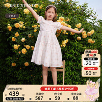 Teenie Weenie Kids小熊童装24夏季女童方领花朵印花连衣裙 象牙白 130cm