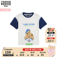 Teenie Weenie Kids小熊童装男女童24年夏时尚印花撞色短袖T恤 藏青色 150cm