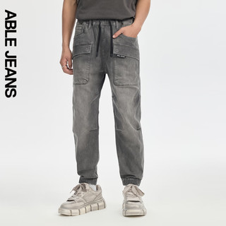 ABLE JEANS【工程师束脚滑板裤】24秋季男士水洗深烟灰工装牛仔裤 深烟灰 XS