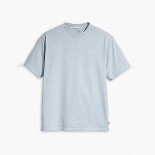 Levi's李维斯24夏季男士重磅棉休闲纯色短袖T恤 浅灰蓝色 A0637-0087