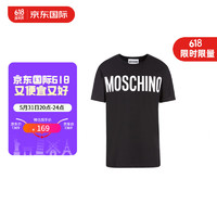 moschino莫斯奇诺春夏圆领短袖T恤男黑色logo印花休闲潮流50