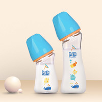 值選：M&M 寬口徑玻璃奶瓶  240mL奶瓶 自帶S號+M號奶嘴