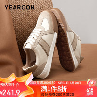 YEARCON 意尔康 休闲鞋男鞋时尚德训鞋运动鞋男板鞋男  96406W 白/杏 44