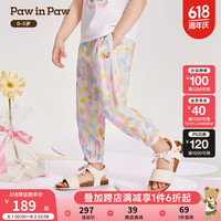 PawinPaw卡通小熊童装2024年夏季女宝梭织裤 Mix混合色/99 100