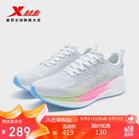 XTEP 特步 中国邮政騛速5.0跑鞋女 新白色/果冻绿/蜜桃粉 35
