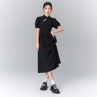WESTLINK 西遇 新中式连衣裙女2024年夏季新款设计感小众改良小个子显瘦小裙子 黑色 S