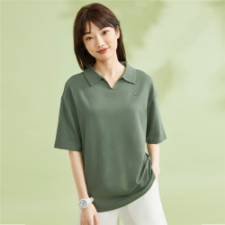 giordano佐丹奴polo女装纯棉针织双面布熊猫刺绣翻领短袖polo05313395