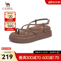 骆驼（CAMEL）2024夏时尚通勤凉鞋一字带凉鞋简约百搭休闲凉鞋 L24M051632咖色 35