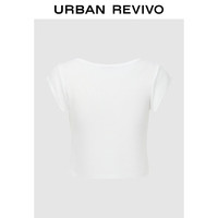 URBAN REVIVO 女士时尚休闲系带简约圆领短袖T恤 UWL440178 本白 M